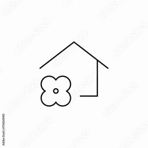 house with flower icon sign vector
