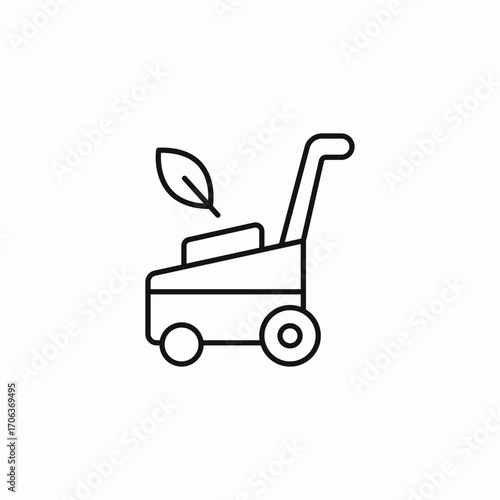 lawn mower green icon sign vector