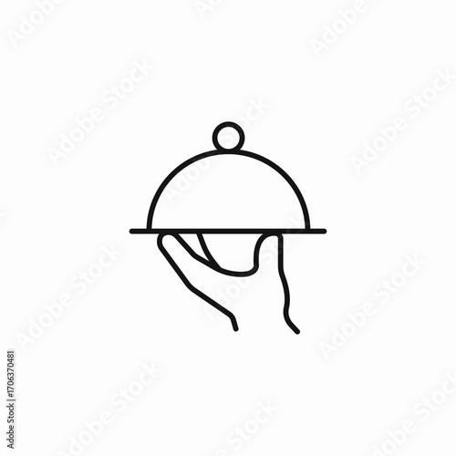 serving tray hand icon sign vector