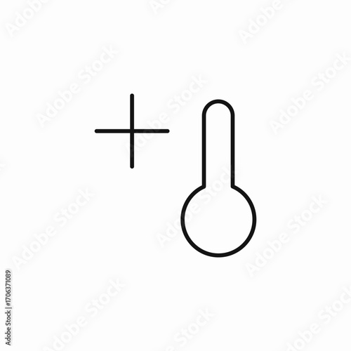 thermometer with plus icon sign vector