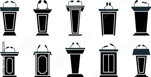 Vector Collection of Different Styles of Podiums for Presentations vector design