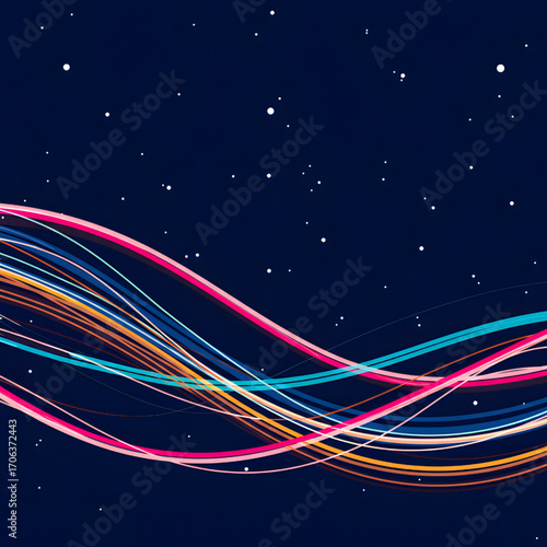 Colorful Abstract Flowing Lines with Cosmic Dreamy Atmosphere