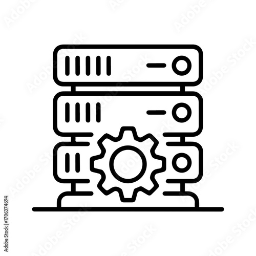 Modern server rack icon for cloud computing solutions, a sleek data center representation for technology and IT infrastructure projects online