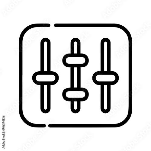 Sleek equalizer icon for audio production with adjustable sliders, perfect for music apps, audio design, and creative technology, a vector element