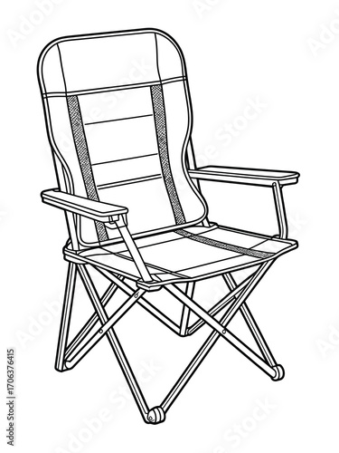 Hand drawn illustration of a portable folding camping chair
