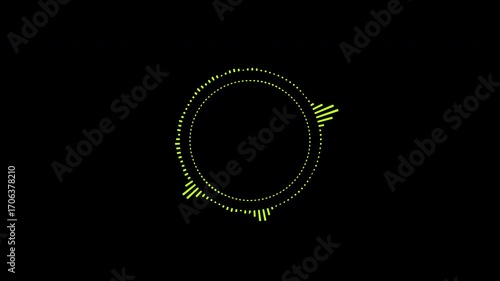 Abstract circular animation of colorful sound wave circle equalizer. Animation. Audio spectrum simulation for music, computer calculating, futuristic, ads, animation.