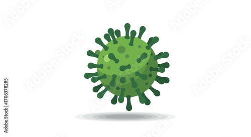 Detailed 3d green coronavirus model isolated on white background