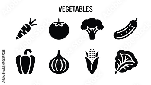 A Comprehensive Icon Set Representing a Variety of Fresh and Healthy Vegetables for Culinary and Nutritional Applications