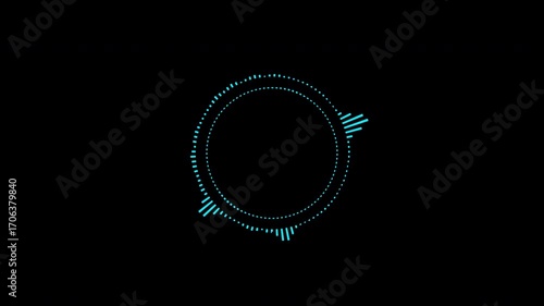 Abstract circular animation of colorful sound wave circle equalizer. Animation. Audio spectrum simulation for music, computer calculating, futuristic, ads, animation.