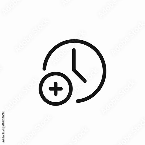 clock add time icon sign vector