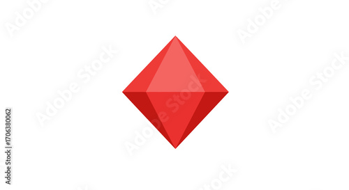 Red geometric diamond shape on white background