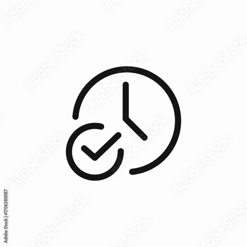 clock check mark icon sign vector
