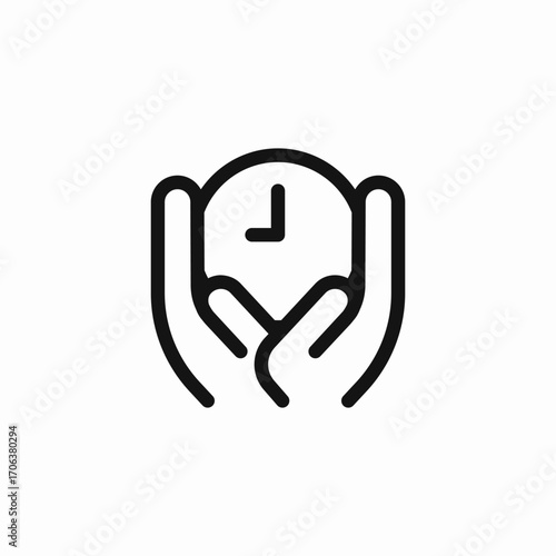 hands holding clock icon sign vector