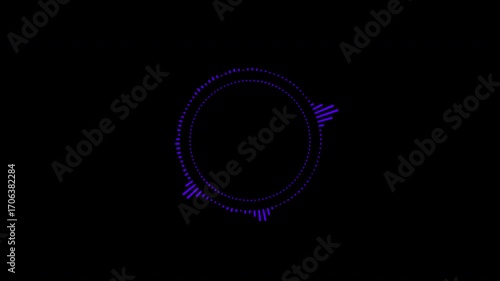 Abstract circular animation of colorful sound wave circle equalizer. Animation. Audio spectrum simulation for music, computer calculating, futuristic, ads, animation.