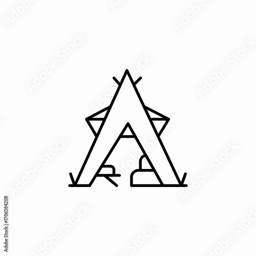 a-frame tent structure icon sign vector