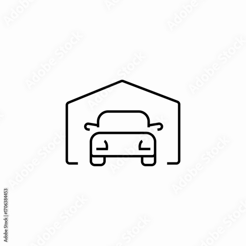 car in garage icon sign vector