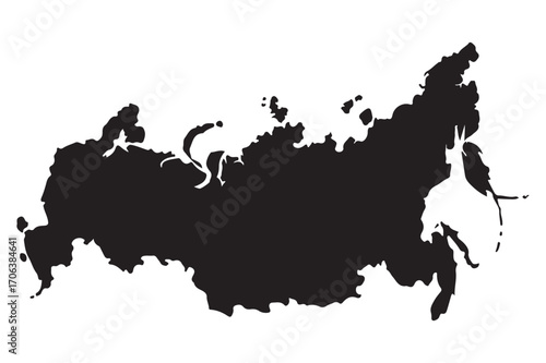 Russia Map Silhouette Vector Icon for Geography, Travel, and Educational Purposes