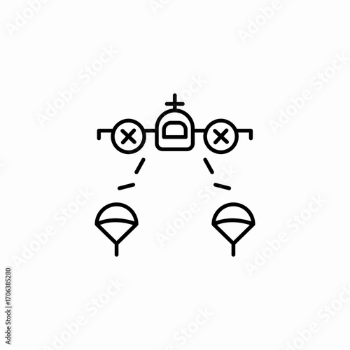paratrooper air drop icon sign vector