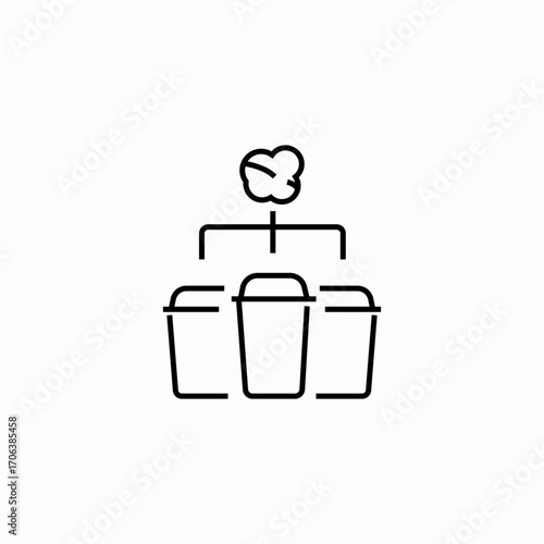 recycling plant with bins icon sign vector
