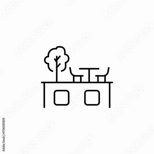 table and chairs outdoor icon sign vector