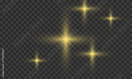 Glittering Golden Star Isolated
