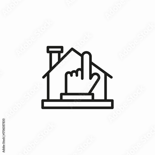 finger pointing house icon sign vector