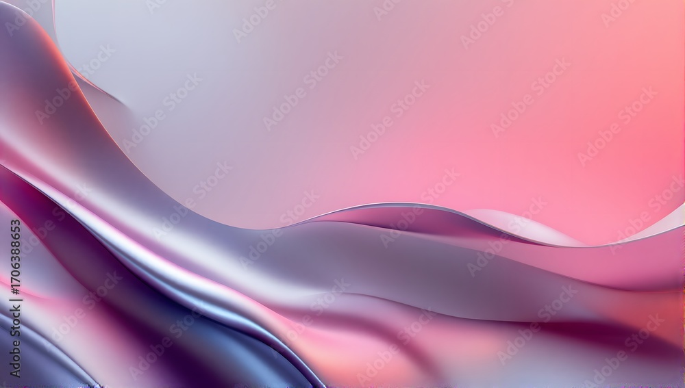 Fototapeta premium Abstract flowing shapes in soft pink, purple, and blue gradients evoke motion and elegance for digital design or background use.