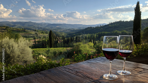  Enjoying a glass of rich Chianti wine overlooking lush Tuscan vineyards (1)