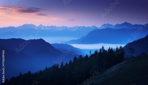 mountains in the early morning