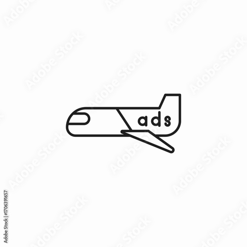 airplane with ads icon sign vector