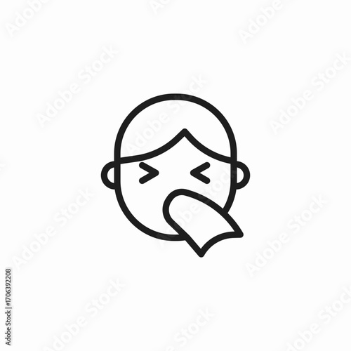 face sneezing tissue icon sign vector