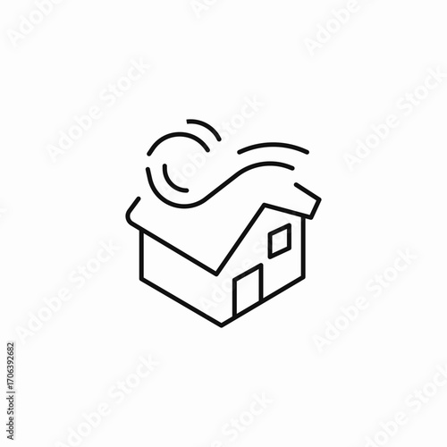 house with wind icon sign vector
