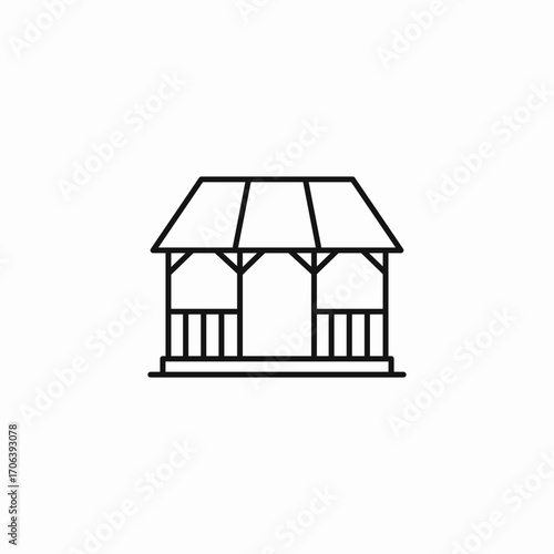 outdoor wooden gazebo icon sign vector