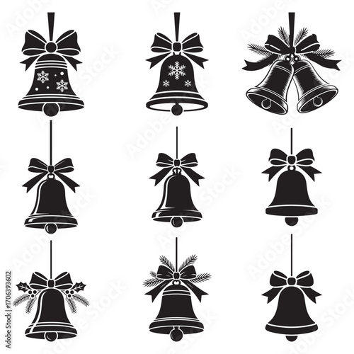 Elegant Christmas Hanging Bells Silhouette for Seasonal Decor