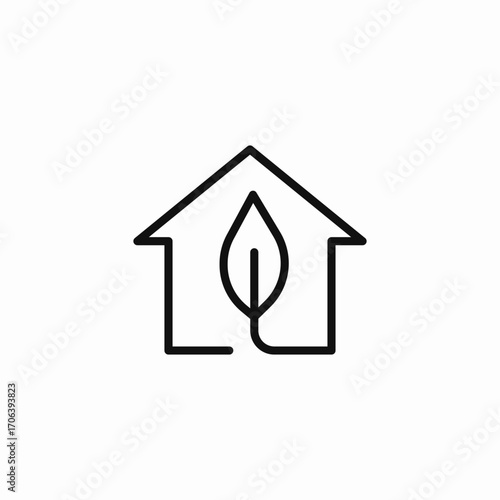 single leaf house icon sign vector