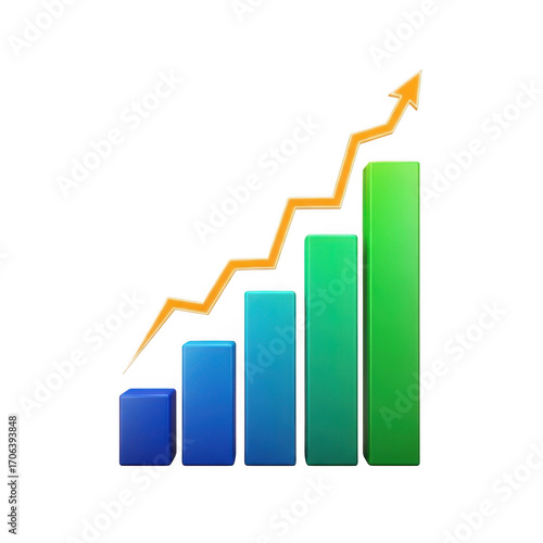 Upward trend bar chart with orange arrow showing positive growth and financial progress transparent background Free Download Upward trend bar chart with orange arrow showing positive growth and financial progress transparent background - GFXLoad