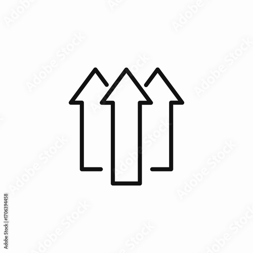 three upward arrows icon sign vector