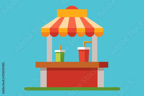 A simple cartoon of a juice stand vector illustration