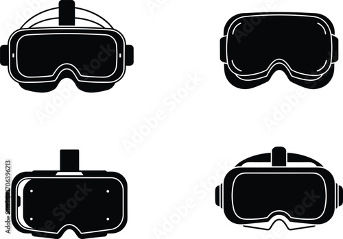 Diving mask set, black and white sketch, snorkeling gear, underwater equipment, vector illustration, swim accessory, scuba, lens design, ocean, sport