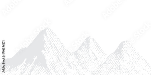 A stunning winter mountain landscape with snow-covered peaks under a vast sky