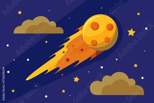 A simple cartoon of a meteor shower vector illustration
