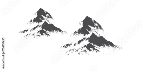 Vector illustration of a snowy mountain range, with a high peak against a clear sky, perfect for a winter landscape