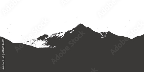 Blue abstract liquid splashes and drops flowing around mountain peaks vector illustration