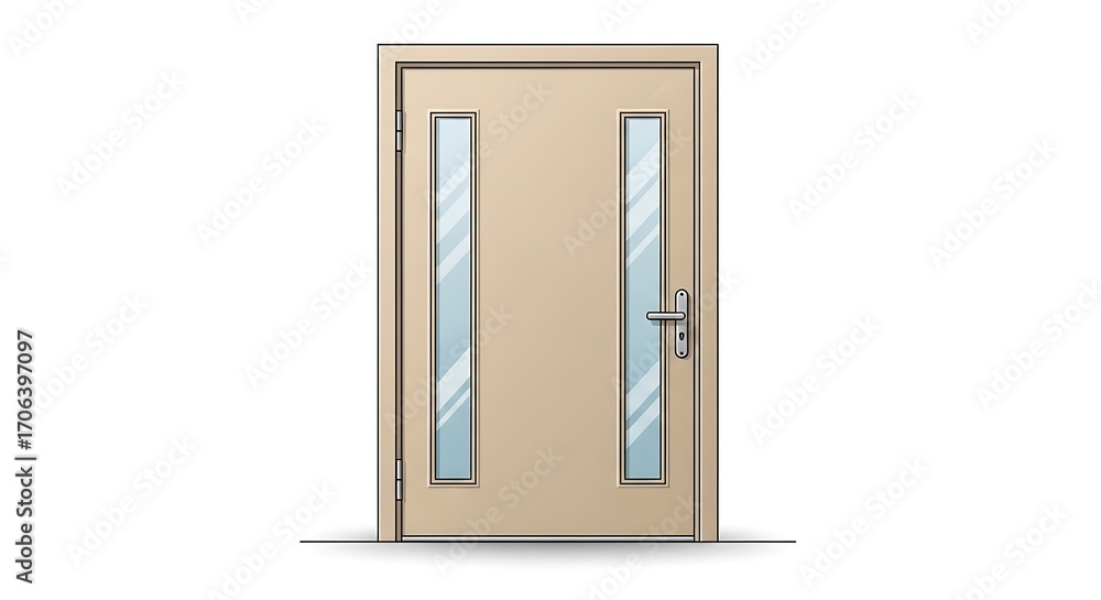 Obraz premium Beige Safety Fire Door for Public Buildings Illustration