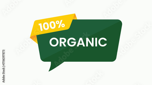 100 Percent Organic Green Label Natural Healthy Eco Friendly Product Badge Fresh Food Farming Market Certified Packaging Sticker Banner Design Use
