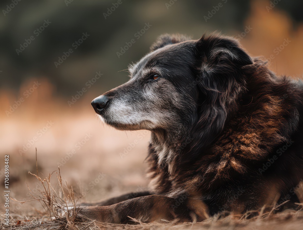 Fototapeta premium old dog with black and brown fur