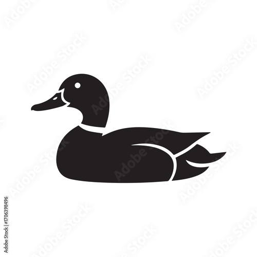 Wild Duck with Cattails Vector Illustration