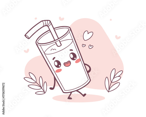 Cute Cartoon Glass of Milk Character Illustration for Kids and Healthy Lifestyle Concepts perfect for product packaging or promotional material