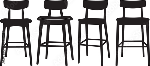 Row of four bar stools silhouette