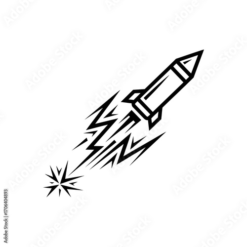 Vector art of a rocket launching, symbolizing ambition, progress, and the pursuit of dreams, often associated with innovation
